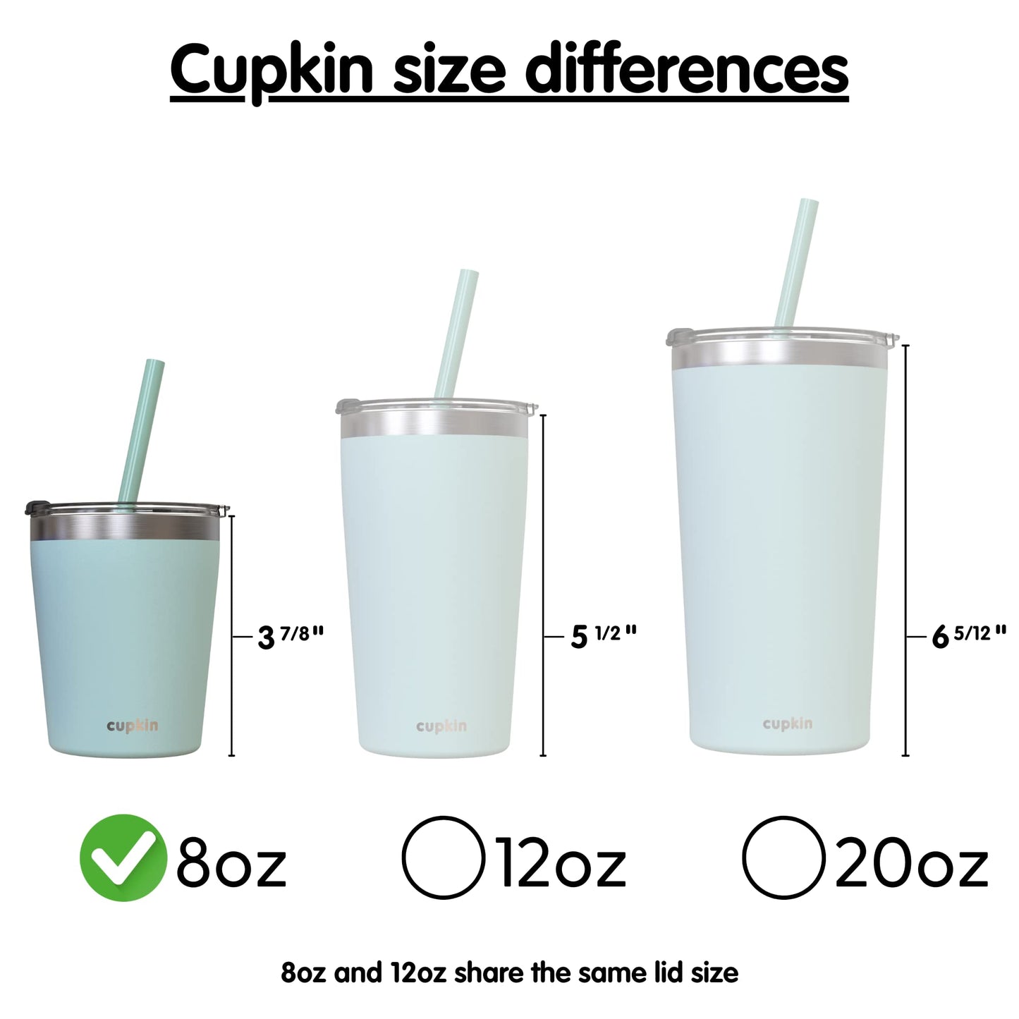 Cupkin Sippy Cup For 1 Year Old, The Original Stackable 8 Oz Stainless Steel Tumbler, Set Of 2 Powder Coated Insulated Straw Cup