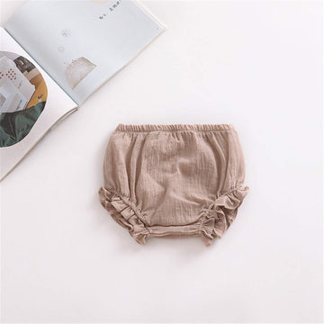 Ayiyo 2T Bloomers Newborn Toddler Kids Cotton Linen Shorts Diaper Cover(Khaki,90)
