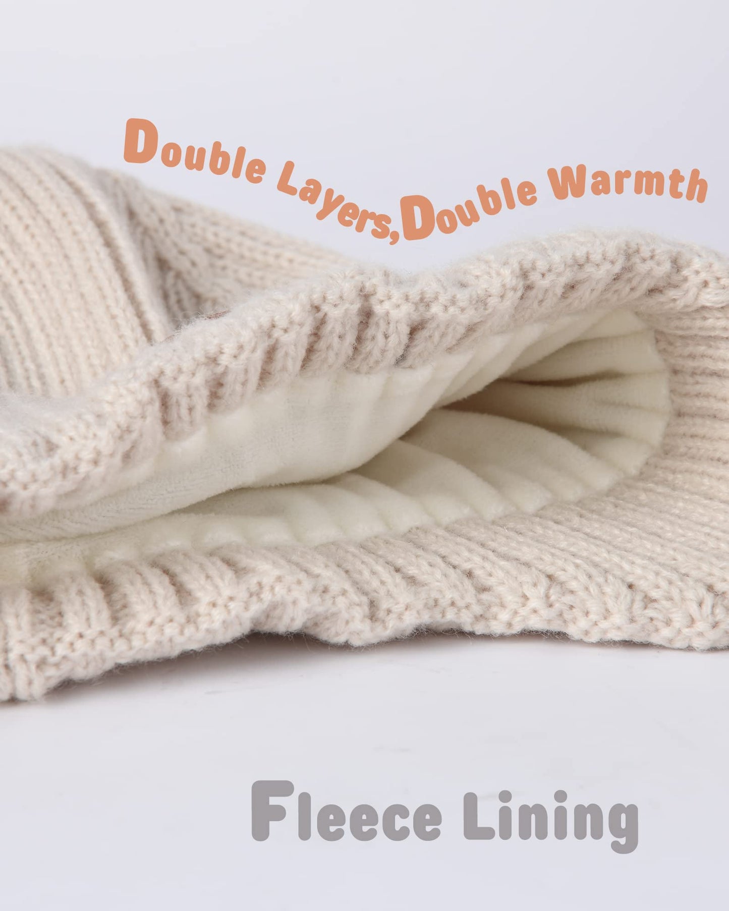Baby Beanie Fleece Lined Toddler Winter Hat With Ear Flaps Little Girls Boys Warm Hats Cute Beanies For Kids Beige