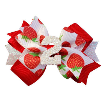 Baby Girls Birthday Hair Bow Hair Clip Strawberry Bows for Little Girls First Birthday Party Sweet Hair Accessories TSFJ80 (Red 