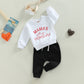 Sasaerucure My 1St Valentine  'S Day Outfits Infant Toddler Boy Long Sleeve Shirts Letter Sweatshirt Heart Pants 2Pcs Clothes Se