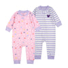 Teach Leanbh Baby 2-Pack 100% Cotton Romper Jumpsuits Two Way Zipper Long Sleeve Footless Sleep And Play (Puple Heart, 3-6 Month