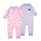 Teach Leanbh Baby 2-Pack 100% Cotton Romper Jumpsuits Two Way Zipper Long Sleeve Footless Sleep And Play (Puple Heart, 18-24 Mon