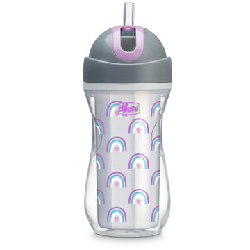 Chicco Flip-Top Straw Cup 9oz | Insulated Toddler Sippy Cup with Soft Silicone Straw | No-Spill | Easy-Clean | BPA-Free | 1pk | 
