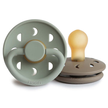 Frigg Moon Natural Rubber Baby Pacifier | Made In Denmark | Bpa-Free (Sage/Portobello, 0-6 Months) 2-Pack