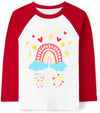 Tkria Baby Girl Valentine Day Shirts Baby Girls Raglan Long Sleeve Tees Toddler Dino Graphic Tops 4 Years
