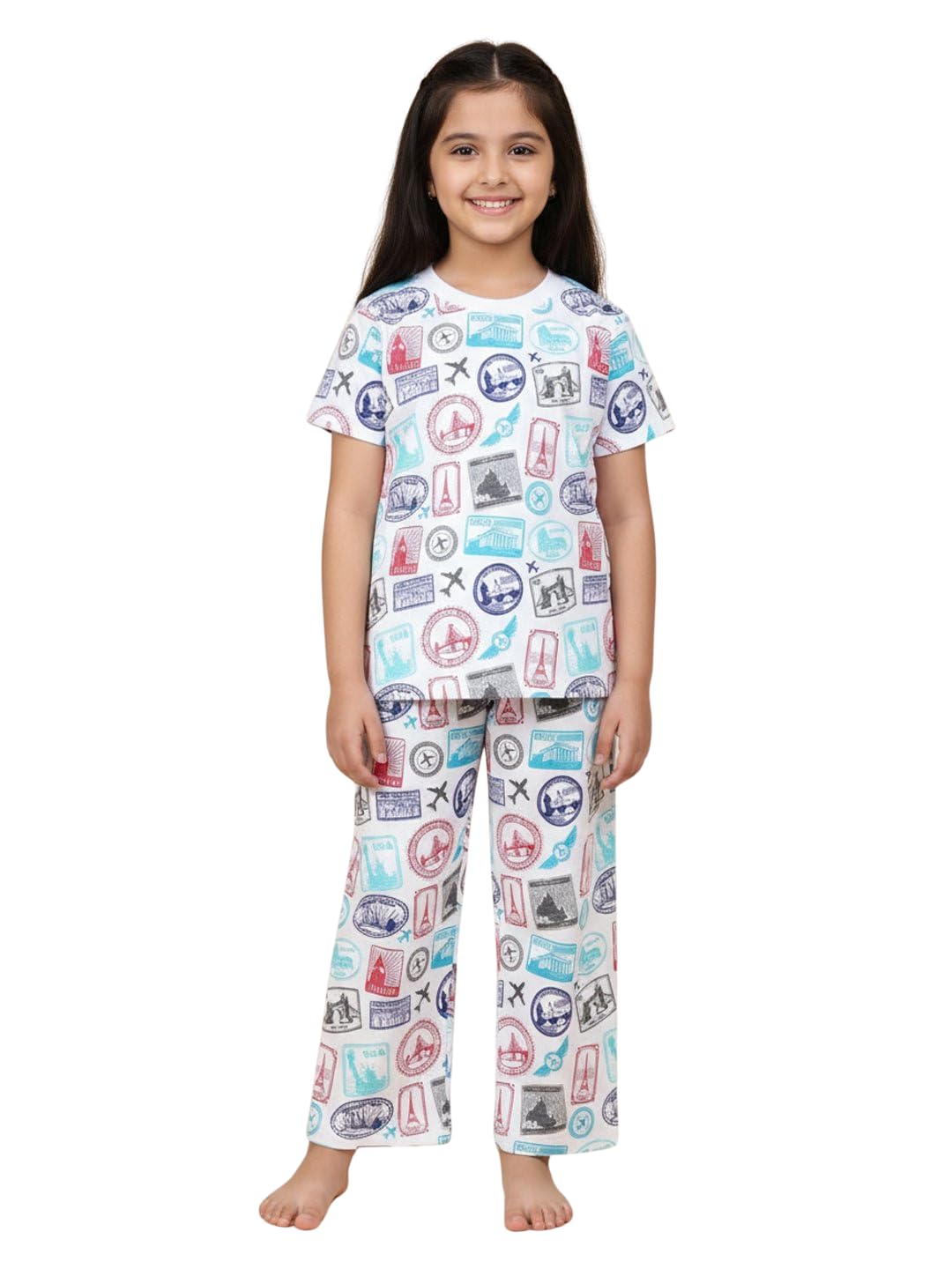 The Mom Store Baby/Kids Pajama Nightsuit Set | Comfortable Cotton Printed Sleepwear | Unisex Trendy TShirt And Pyjama Set | Sof