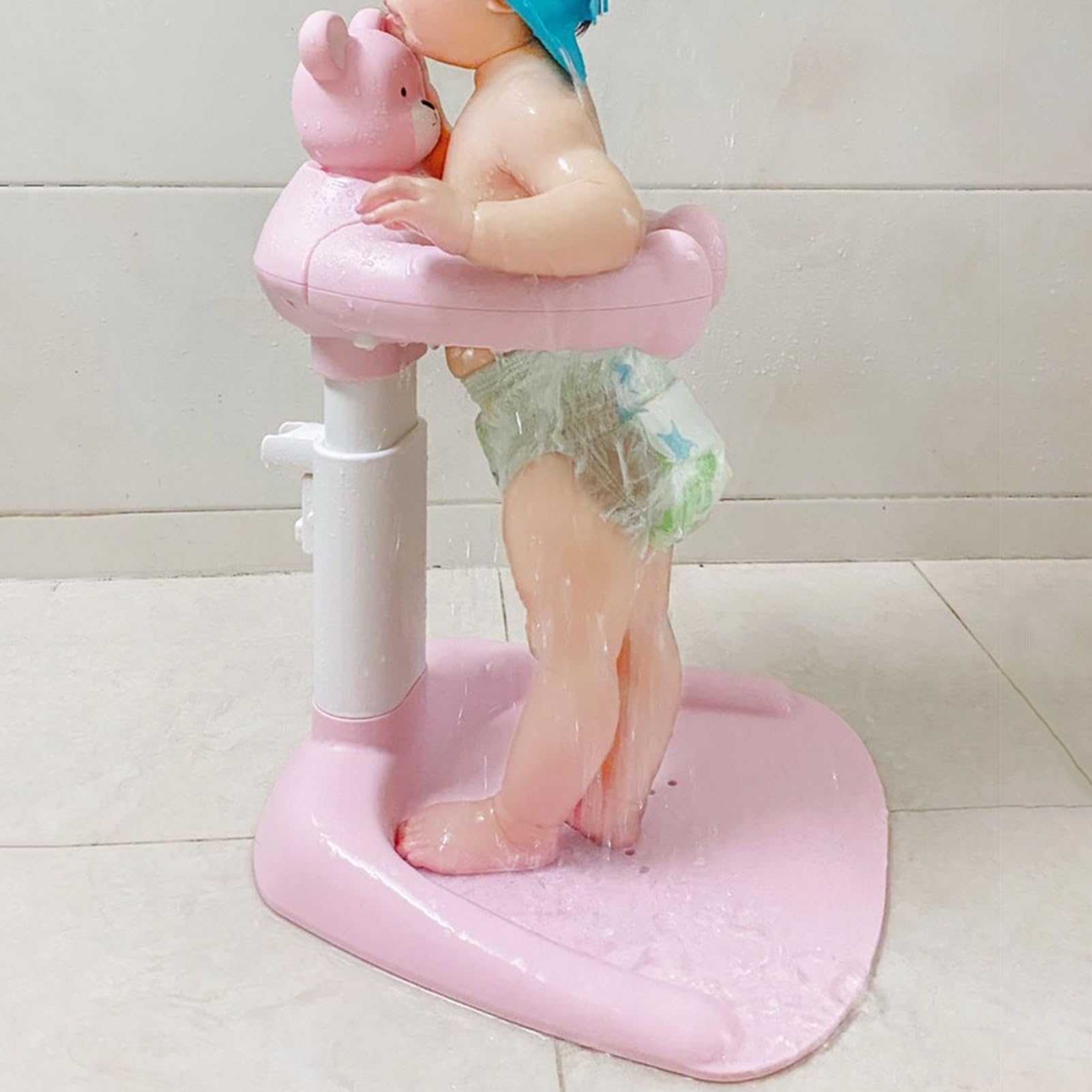 Oskopwrc Baby Shower Stand, Adjustable Height Infant Bath Standing Support With Anti-Slip Base, Portable Bath Helper, Hug Tower