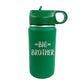 The Crafty Engineer Big Sister Big Brother Kids Water Bottle, Engraved Design With Flip Top Lid (Green)