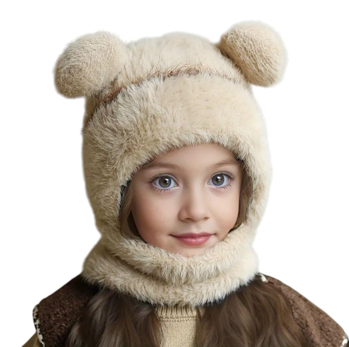 Famwrapz Kids Monkey Face Mask Cap  Winter Woolen Hat With Scarf & Mask, Full Face And Neck Cover For Boys & Girls (13 Years) 