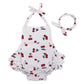 Dalary Baby Girl Cherry Pattern Bathing Suits Outfits Rompers with Headband (0-1 Years,White)