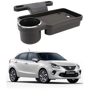 Oshotto (FT04) Foldable Car Auto Headrest Rear Back Seat Table Drink Food Cup Tray Holder Compatible with Toyota Glanza  Black