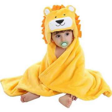 Vauwmsr Baby Hooded Blanket Ultra Soft Warm Newborn Infant Swaddle Wrap Bath Shower Towel, 25.6' X 39.4', Yellow