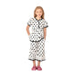 Cherry Crumble White Polka Dot 100% Cotton Half Sleeves V Collar Night Wear Regular Fit Summer Nightsuit for Girls
