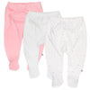 Honestbaby Unisex Baby 3-Pack Organic Cotton Footed Harem Pants, Love Dot, 0-3 Months Us