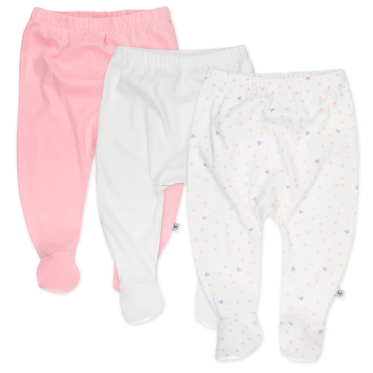 Honestbaby Unisex Baby 3-Pack Organic Cotton Footed Harem Pants, Love Dot, Preemie Us