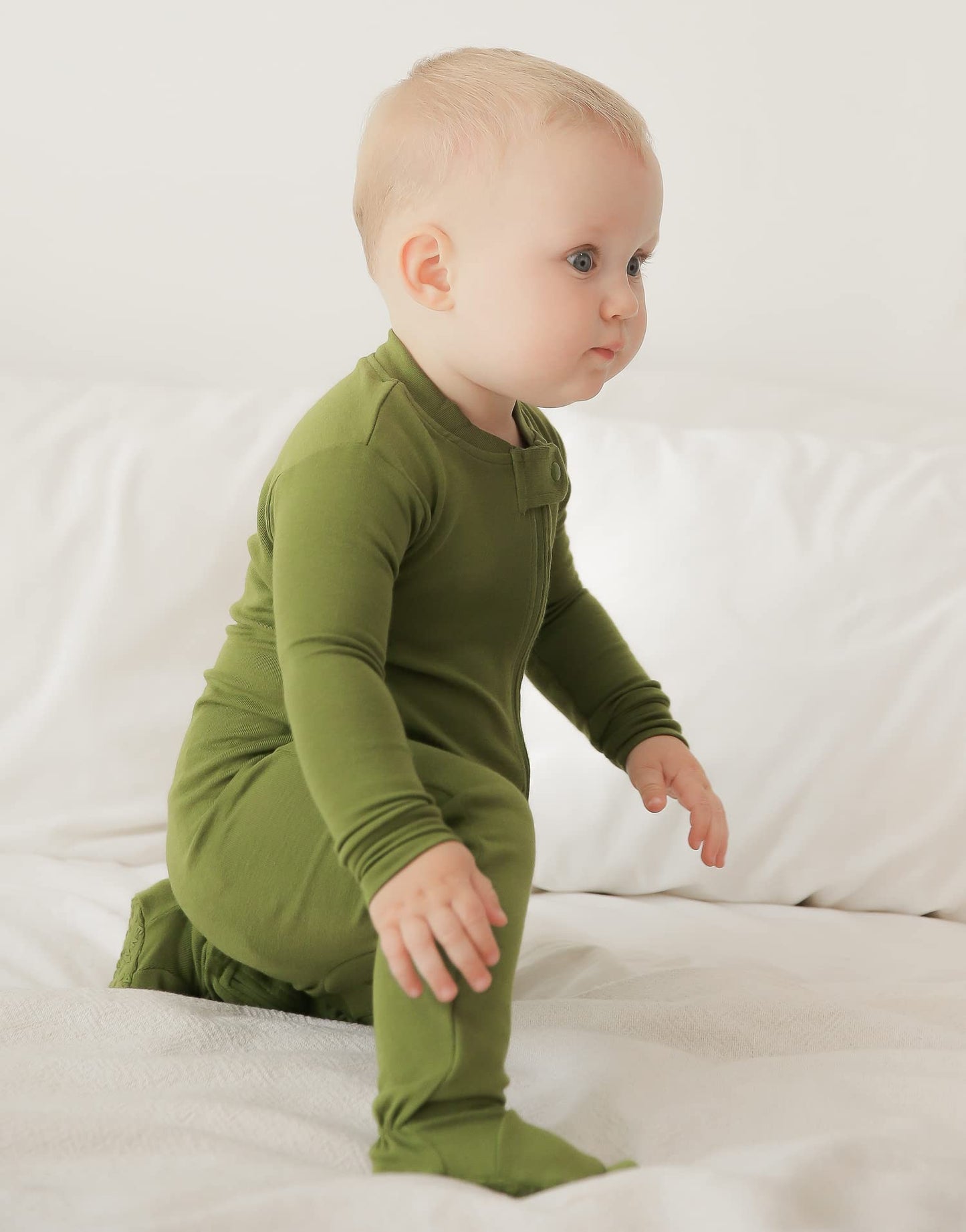 Vaenait Baby Toddler Boys Girls Solid Fotie Pajama Cozy Modal Olive 6-9M