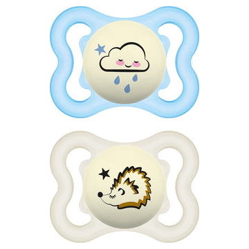 Mam Supreme Night Baby Pacifier, For Sensitive Skin, Patented Nipple, Boy, 0-6 Months (Pack Of 2)