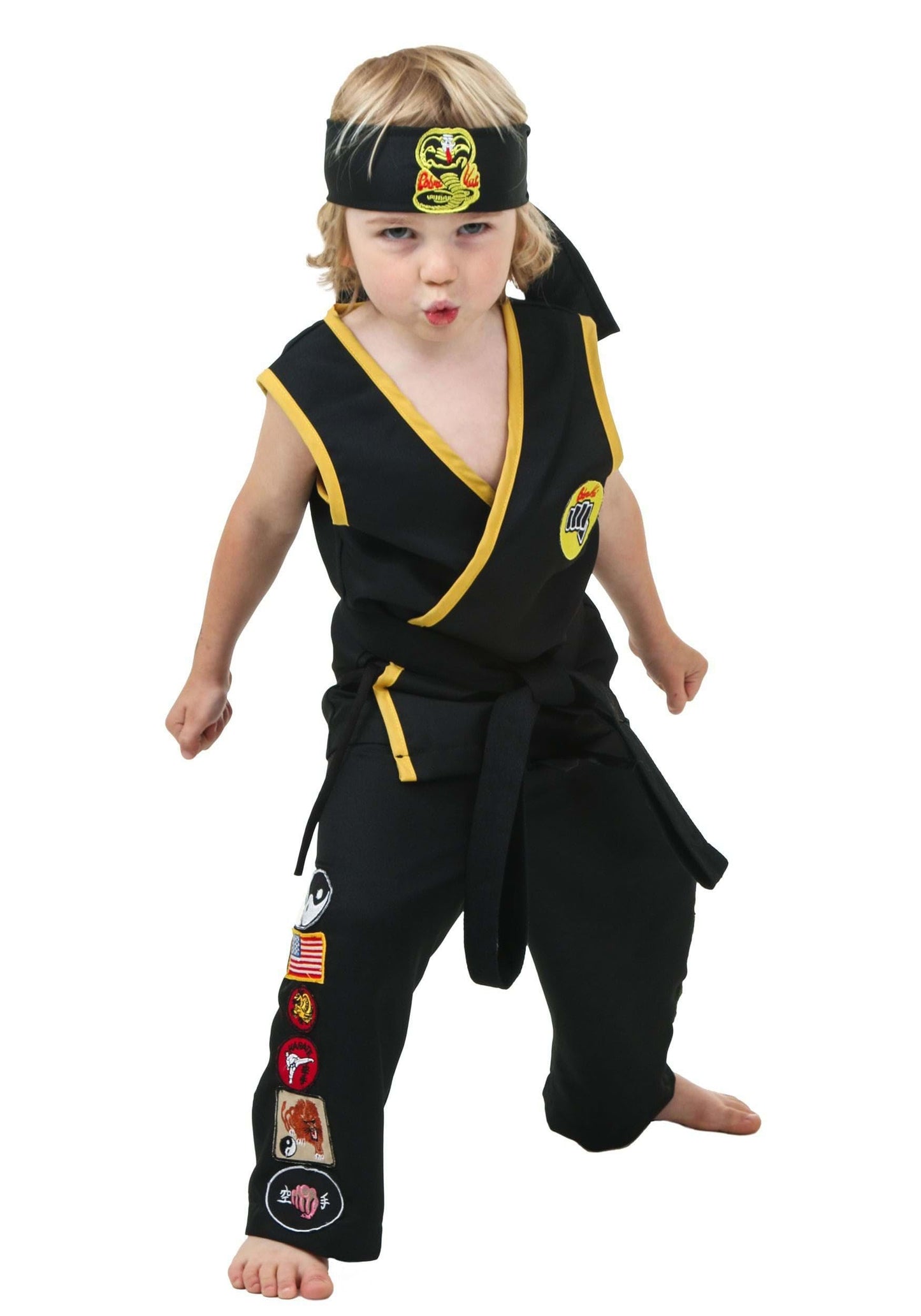 Cobra Kai Toddler Costume | Karate Kid Outfit Includes Sleeveless Karate Gi Shirt, Pants, Headband, And Belt 2T