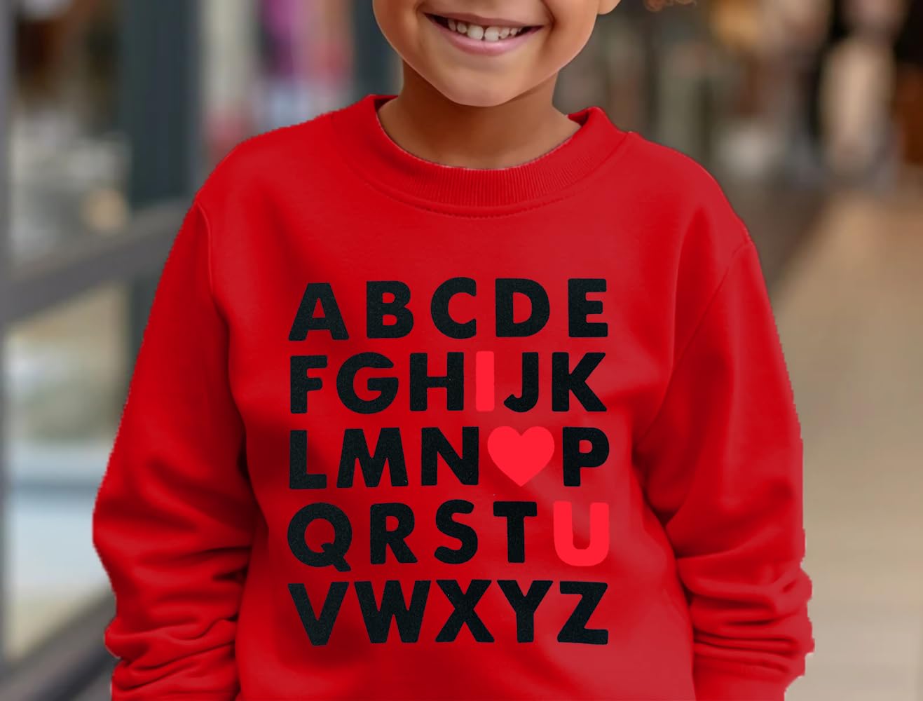Mrocioa Valentines Day Shirt For Boys Girls Alphabet Abc I Love U Sweatshirt Toddler Kids Vday Heart Tops Red 4T