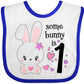Inktastic Somebunny Is One- First Birthday Bunny Baby Bib White And Royal 34331