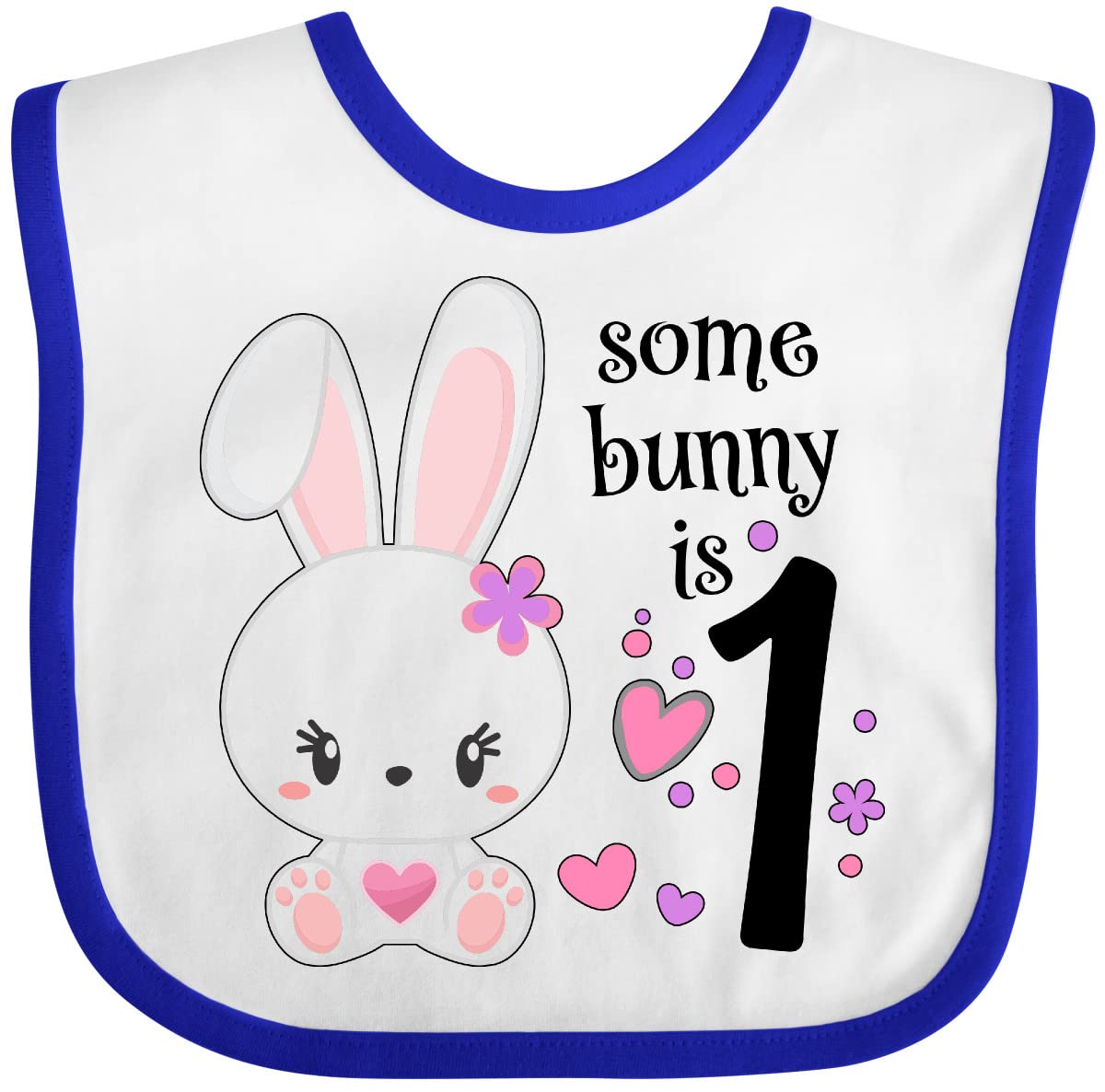 Inktastic Somebunny Is One- First Birthday Bunny Baby Bib White And Royal 34331