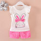 Mh-Lucky Baby Girl Clothes Outfits Short Sets 2 Pieces With T-Shirt + Short Pants (T-Red+White, 24 Months)