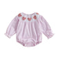 Ayalinggo Baby Bubble Romper For Toddler Girl Heart Embroidery Doll Collar Jumpsuit Plaid Smock Bodysuit Spring Fall Clothes (Pu