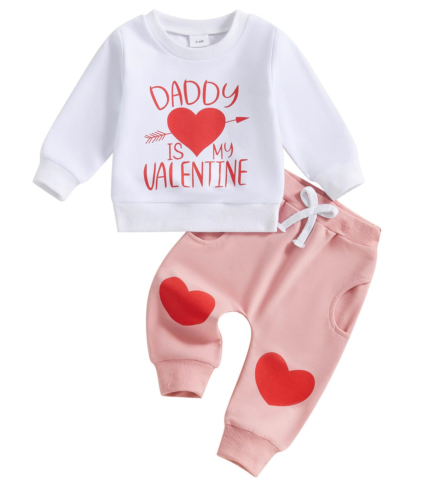 TheFound Toddler Boys Valentines Day Outfits Heart Truck Print Long Sleeve Sweatshirts Top Long Pants Newborn Baby Clothes (Whi