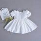 Newborn Baby Girls 3Pcs Organza Lace-Overlay Christening Gown Baptism Dress Formal Dress Outfit With Bonnet Ivory 6M