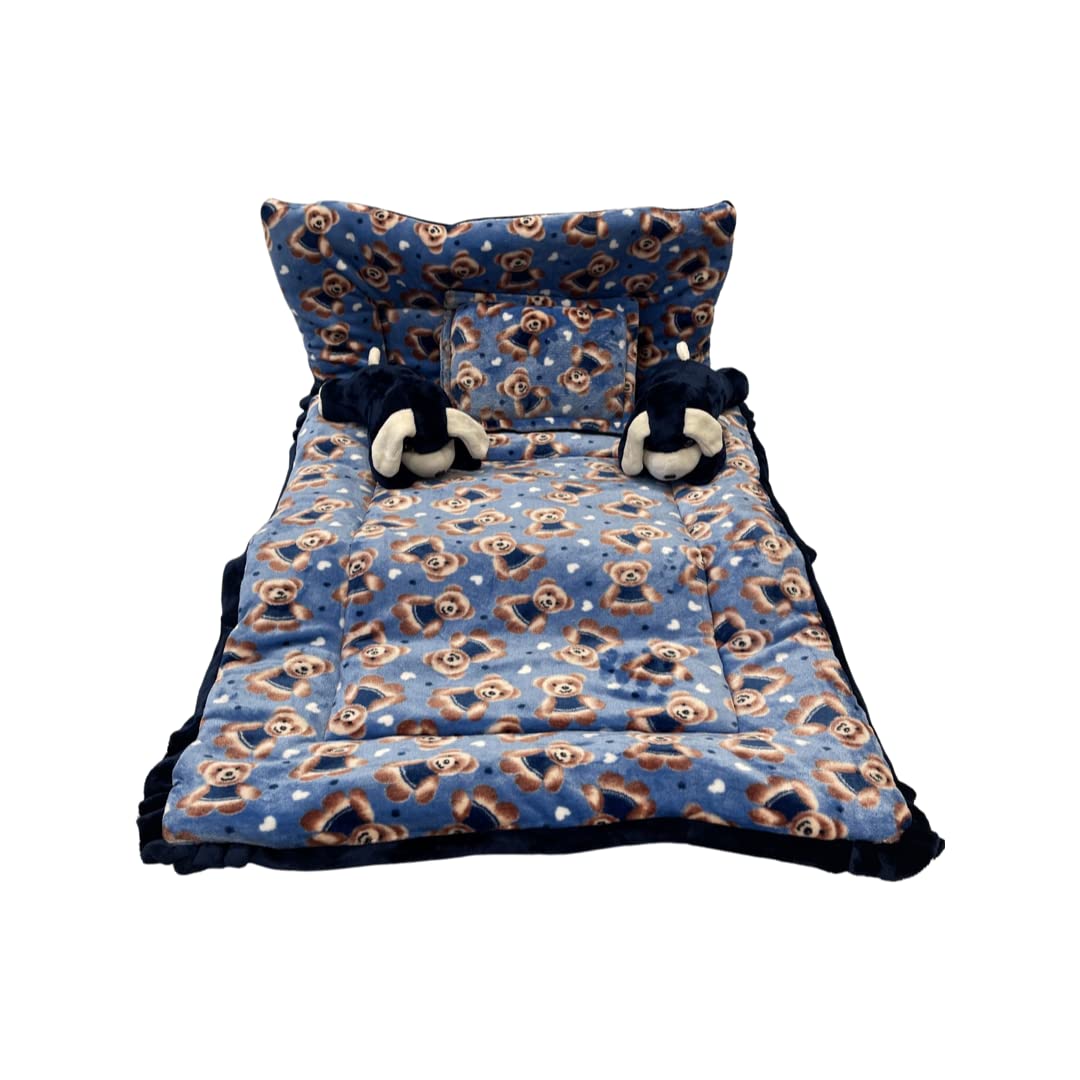 Pinks & Blues Full Sleeping 5 Piece Baby Bedding Set With 2 Puppy Shape Side Pillows (042Months) (Printed Royal)