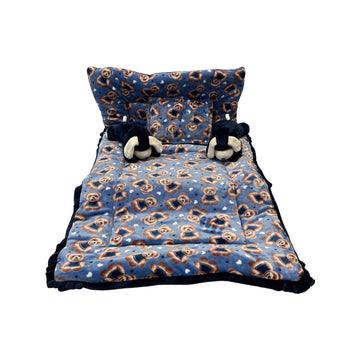 Pinks & Blues Full Sleeping 5 Piece Baby Bedding Set With 2 Puppy Shape Side Pillows (042Months) (Printed Royal)