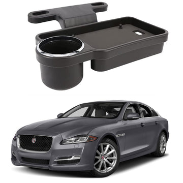 Oshotto (FT04) Foldable Car Auto Headrest Rear Back Seat Table Drink Food Cup Tray Holder Compatible with Jaguar XJ  Black