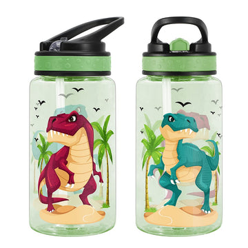 Home Tune Cute Water Bottle For Kids Girls Boys, Bpa Free & Sturdy Print & Leak Proof Flip Straw & Carry Loop & Easy Clean, 15Oz