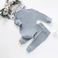 Baby Newborn Girls Boys Long Sleeve Clothes Striped Romper & Pants Set Infant Fall Winter Cotton Outfits (B-Blue, 12-18 Months)