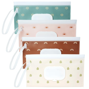 4 Pack Wipes Dispenser, On The Go, Seposeve Portable Baby Wipe Case, Refillable Baby Wipes Container, Wipe Holder, Keeps Wipes F