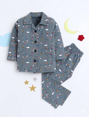 FABSQUARE Unisex Pure Cotton Short Sleeve Kids Night Dress for Boys & Girls Nightwear/Sleepsuit/Sleepwear/Loungewear Night Suit 