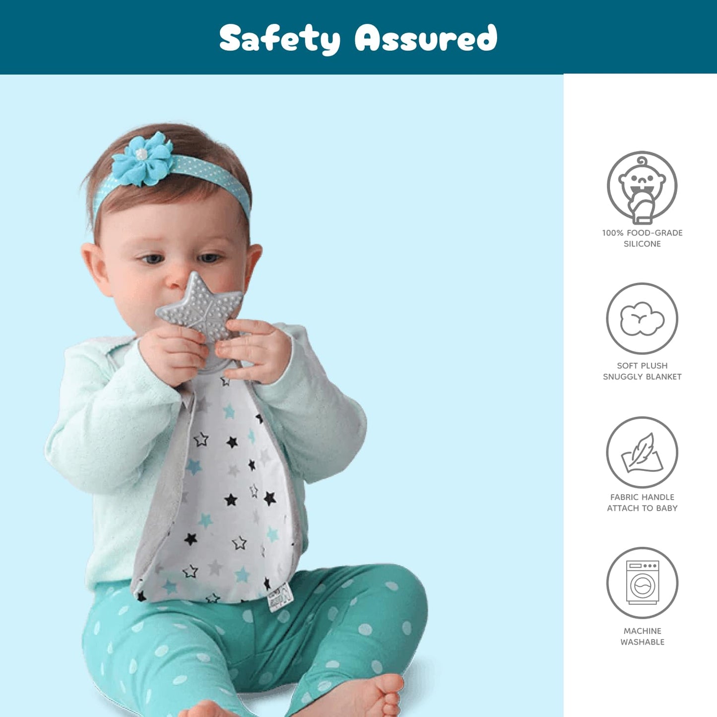 Malarkey Kids Munch-It Blanket: Teether and Cozy Blanket Combo for Teething Babies - Soothe, Snuggle, and Relieve Discomfort! (T