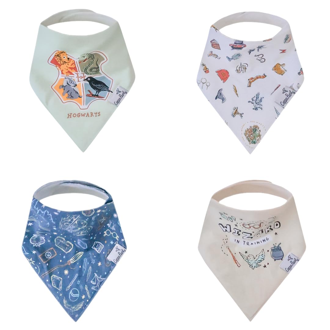 Copper Pearl Baby Bandana Drool Bibs for Drooling and Teething 4 Pack Gift Set Wizarding World