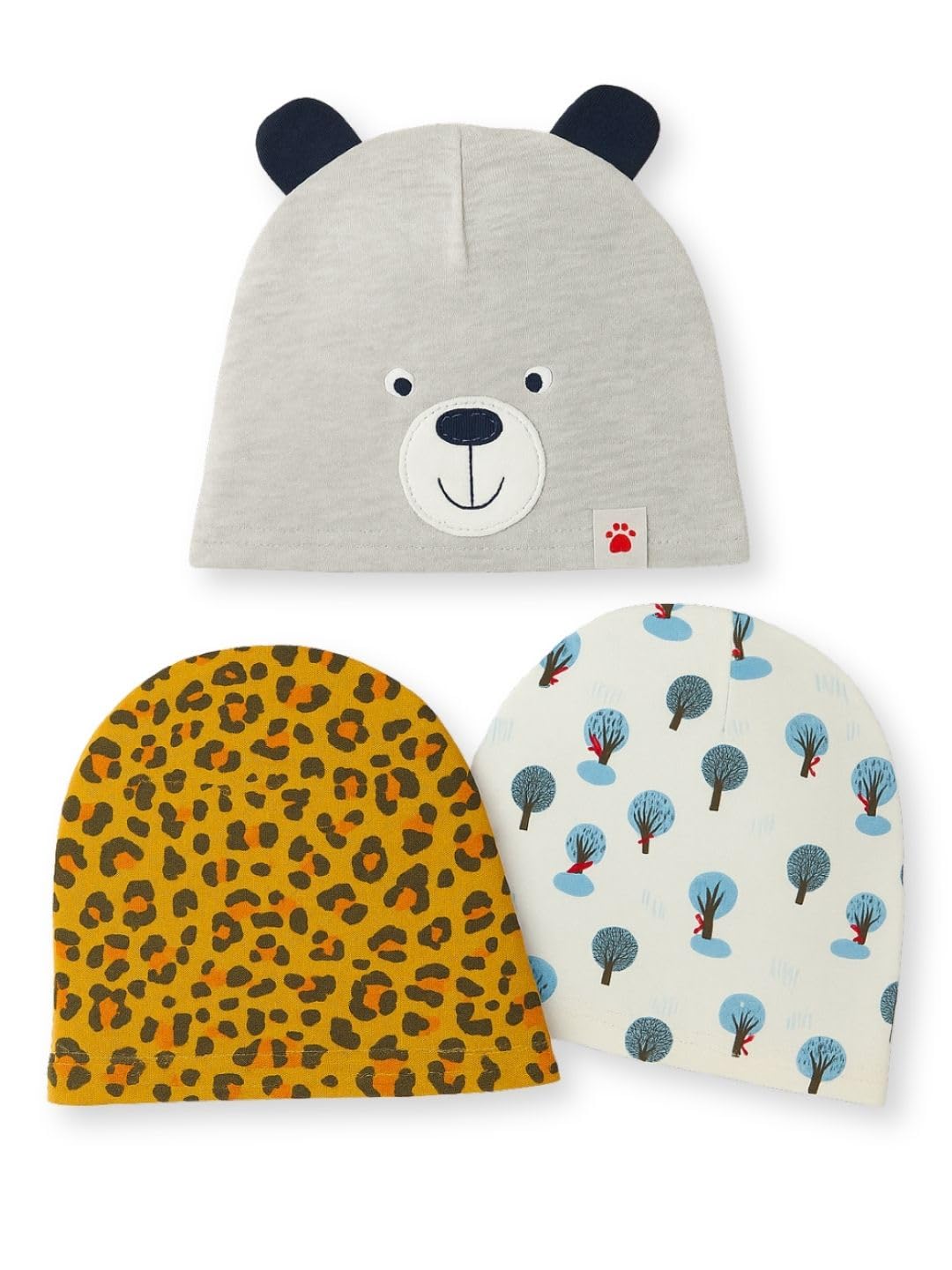 Tuddybuddy 100% Cotton Caps Slouchy Beanie Skull Cap For Babies (Ideal For All Seasons)  Pack Of 3, Grey Bear  36 Months