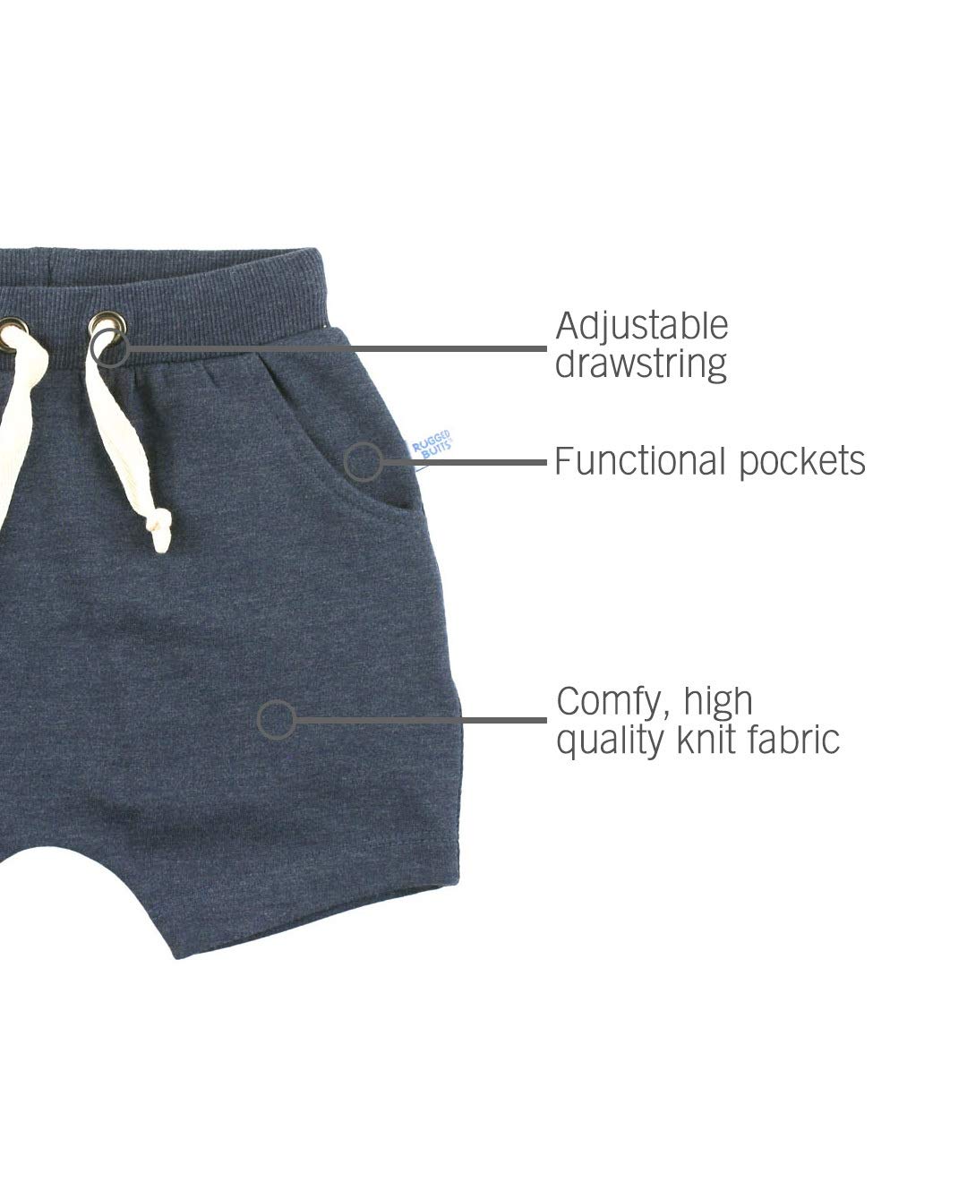 Ruggedbutts Baby/Toddler Boys Heather Navy Jogger Shorts - 12-18M