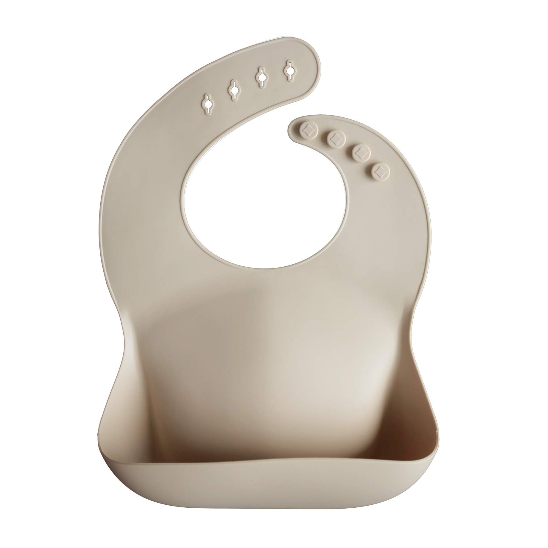 Mushie Silicone Baby Bib | Adjustable Fit Waterproof Bibs (Shifting Sand)