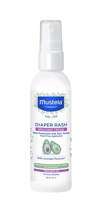 Mustela Baby Diaper Rash Cream Spray - Touch-Free Protectant With Zinc Oxide & Natural Avocado - Treats, Soothes And Prevents Di