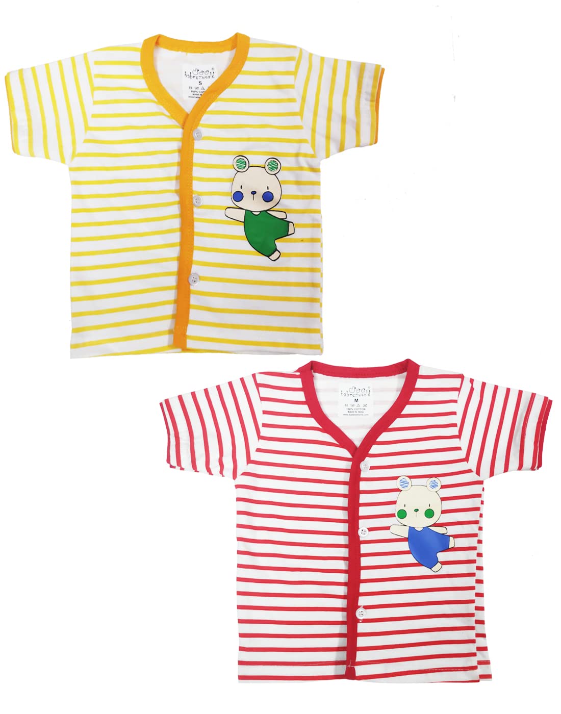 babeezworld Baby Infant Cotton Front Open Half Sleeves Cut Sleeve Sleeveless Vest Tshirt Jhabla Top Suitable for Girls & Boys (K