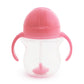 Munchkin Any Angle Sippy Cup For Toddlers, Weighted Straw Trainer Cup With Click Lock Lid, 7 Ounce, 2 Pack, Pink/Purple