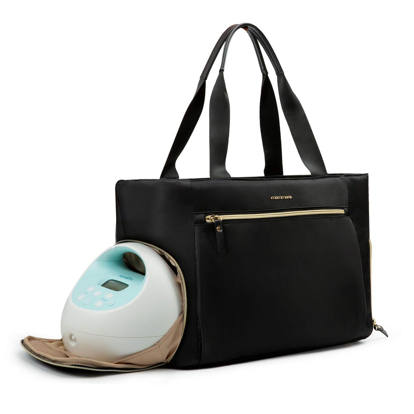 Mommore Breast Pump Bag Diaper Tote Bag With 15 Inch Laptop Sleeve Fit Most Breast Pumps Like Medela, Spectra S1,S2, Evenflo