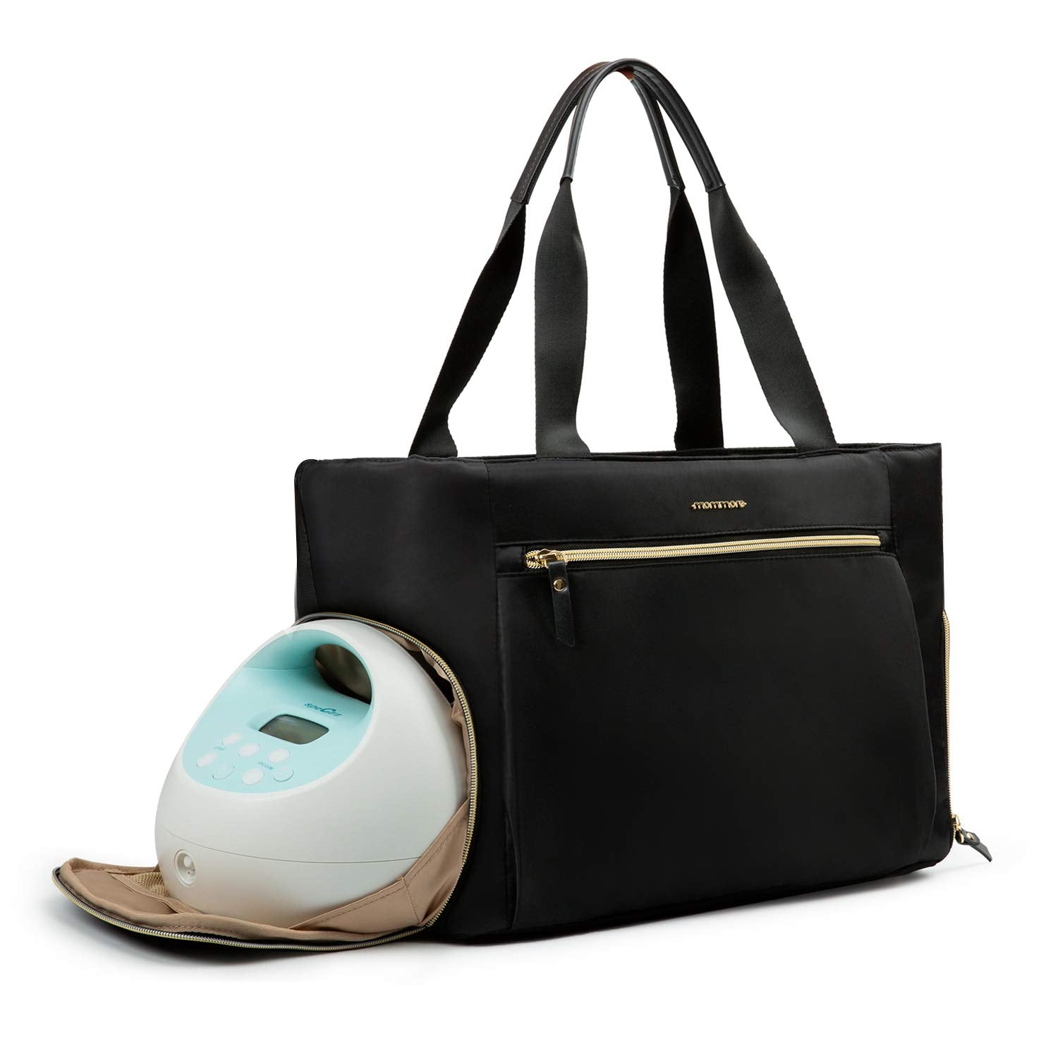 Mommore Breast Pump Bag Diaper Tote Bag With 15 Inch Laptop Sleeve Fit Most Breast Pumps Like Medela, Spectra S1,S2, Evenflo