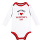 Hudson Baby Infant Boy Cotton Long-Sleeve Bodysuits, Boy First Valentine Easter, 9-12 Months