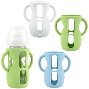 3 Pack Silicone Sleeves For Avent Natural Glass Baby Bottles, Anti Breakage Baby Bottle Holder With Handles, Compatible Philips