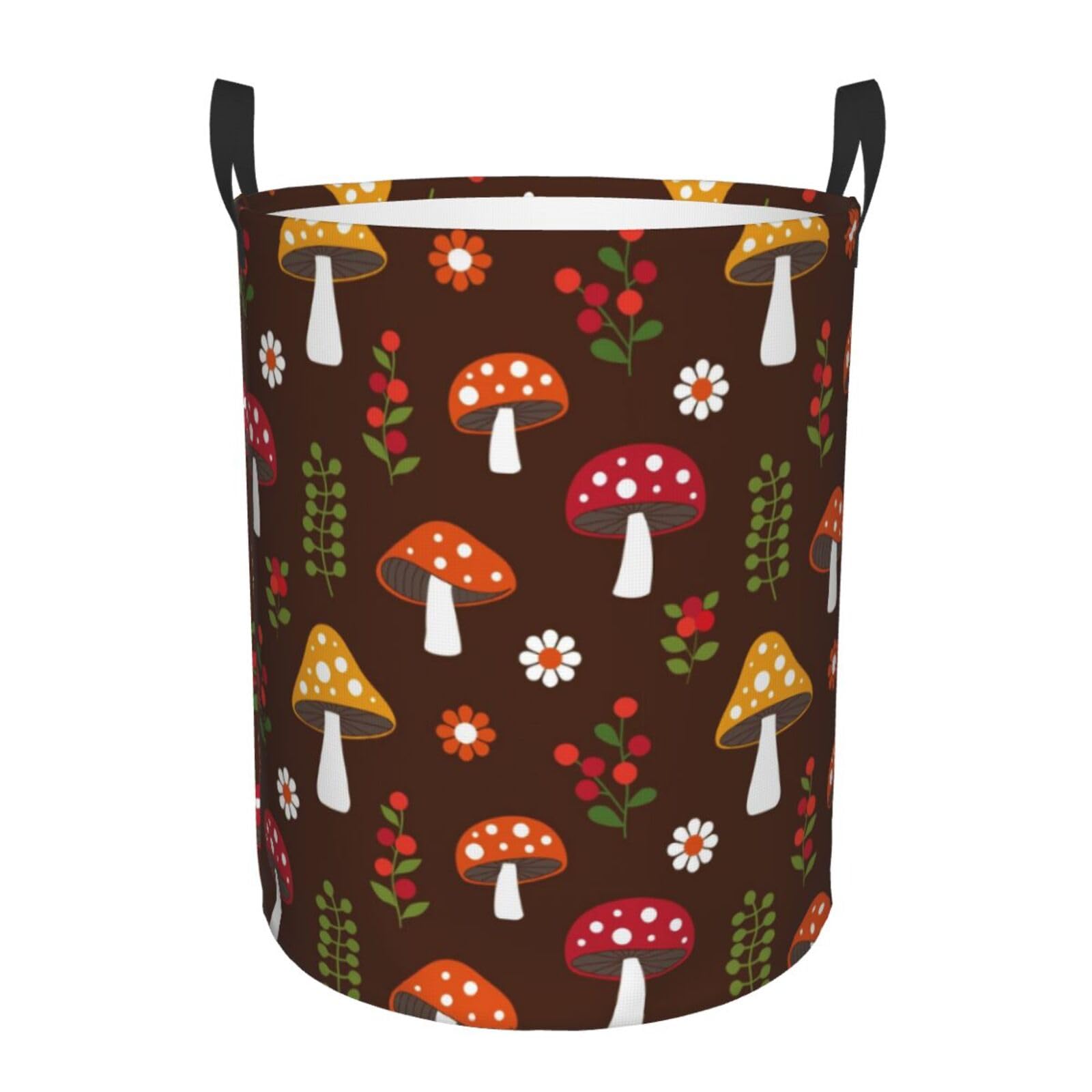 Pevtufa Woodland Mushroom Foldable Laundry Basket Organizer,Fabric Clothes Toy Storage Basket Nursery Hamper Storage Bin For Hou
